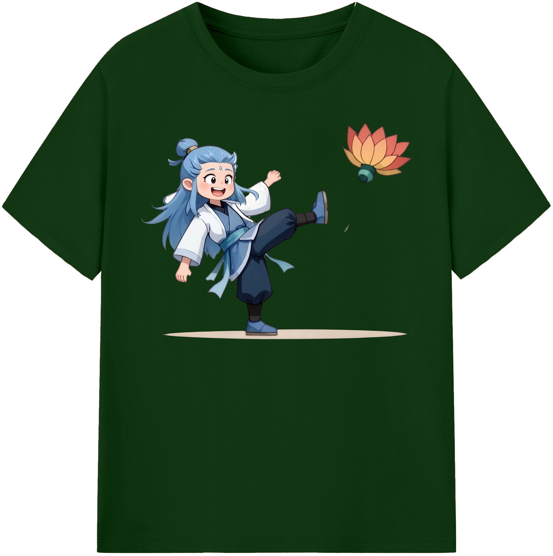 （画像用） Ne Zha 2 ナタ 魔童の大暴れ 綿100％半袖Tシャツ（フロントプリント）